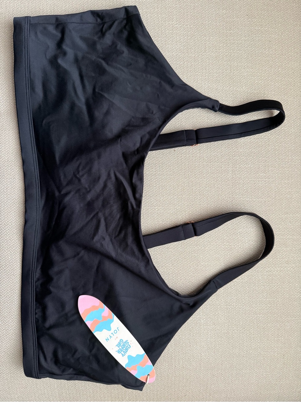 Jolyn x Curvy Surfer Girl Black Diana Style Bikini Top, size 3X